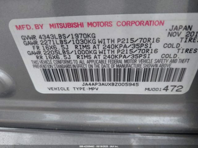 2011 MITSUBISHI OUTLANDER SPORT JA4AP3AUXBZ005945 Photo 8