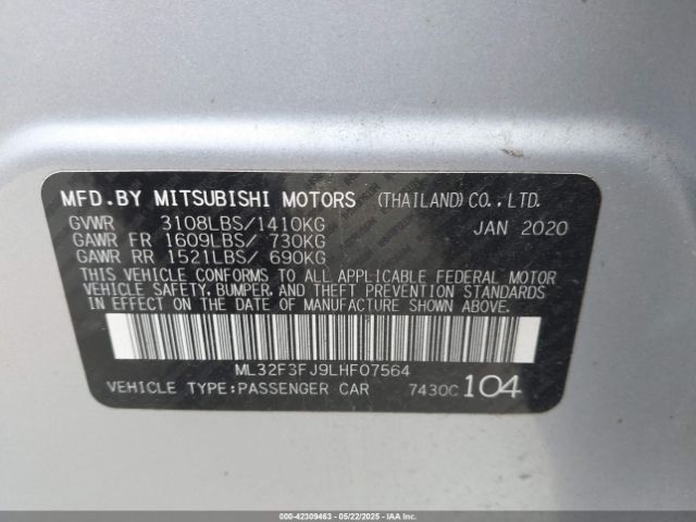 2020 MITSUBISHI MIRAGE G4 ML32F3FJ9LHF07564 Photo 8
