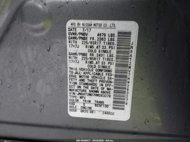 2017 NISSAN ROGUE JN8AT2MV7HW283278 Photo 8