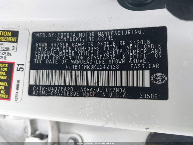 4T1B11HK8KU242138 Toyota a25a-fks