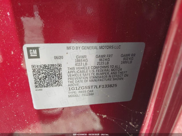 1G1ZG5ST7LF133825 Chevrolet Malibu Fwd Rs