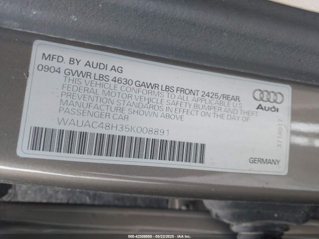 2005 AUDI A4 WAUAC48H35K008891 Photo 8