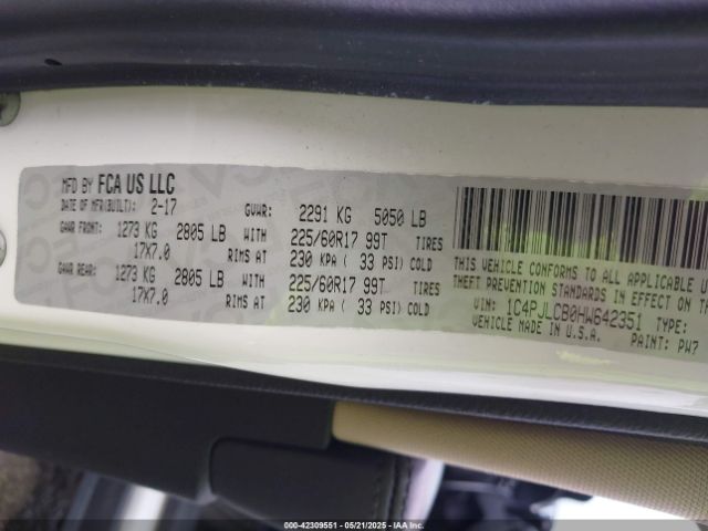 1C4PJLCB0HW642351 Jeep Cherokee Latitude Fwd