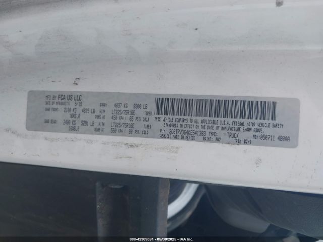 3C6TRVDG4KE541383 RAM Promaster 2500 High Roof 159 Wb
