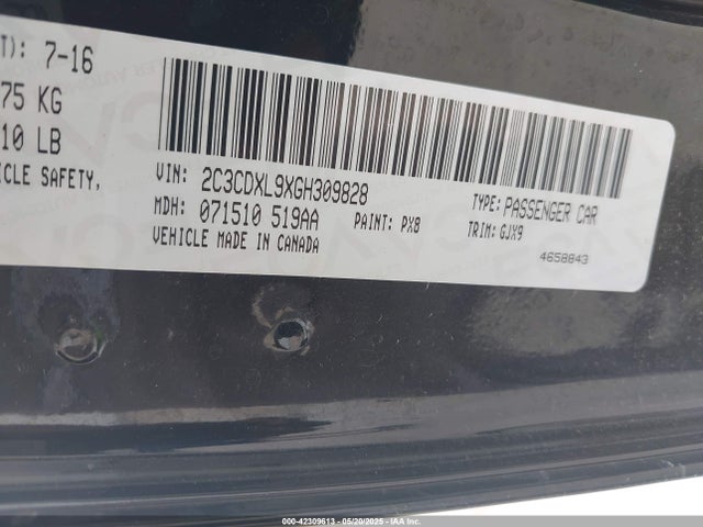 2C3CDXL9XGH309828 Dodge Charger