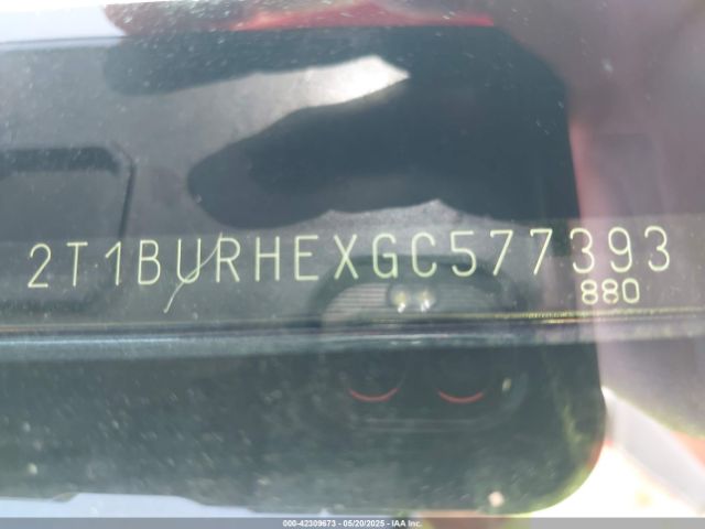 2T1BURHEXGC577393 Toyota COROLLA LE