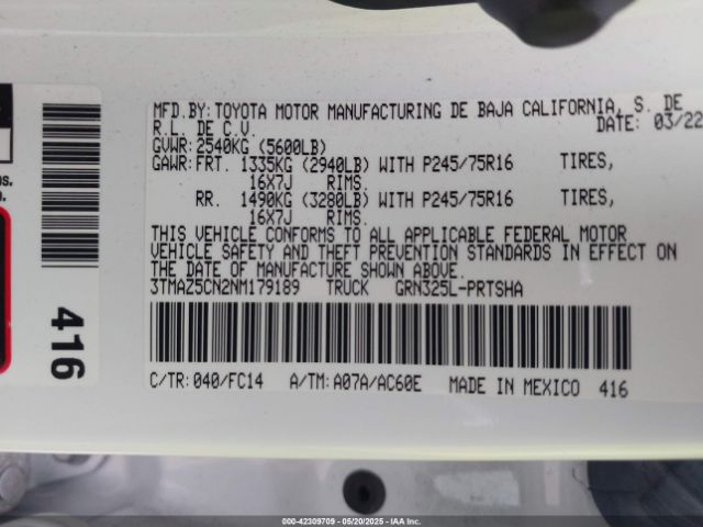 2022 TOYOTA TACOMA 3TMAZ5CN2NM179189 Photo 8
