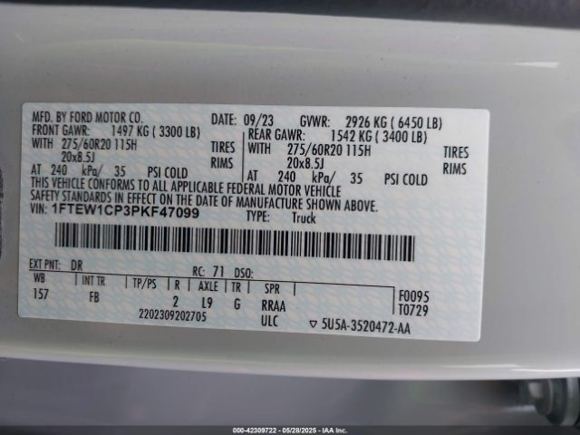 1FTEW1CP3PKF47099 Ford F-150 Xlt