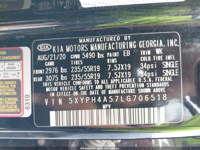 5XYPH4A57LG706518 KIA gdi lambda-ii
