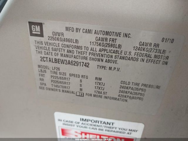 2010 GMC TERRAIN 2CTALBEW3A6291742 Photo 8