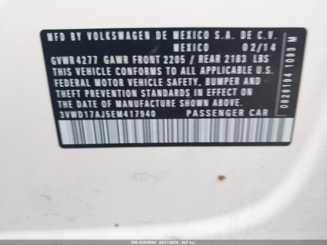 3VWD17AJ5EM417940 Volkswagen Jetta 1.8t Se