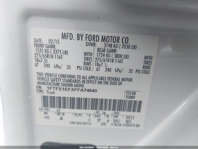 Ford F-150 Xlt 2015 1FTFX1EFXFFA74640 Image 9
