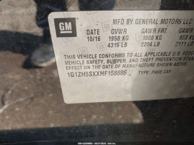 2017 CHEVROLET MALIBU 1G1ZH5SXXHF158886 Photo 8