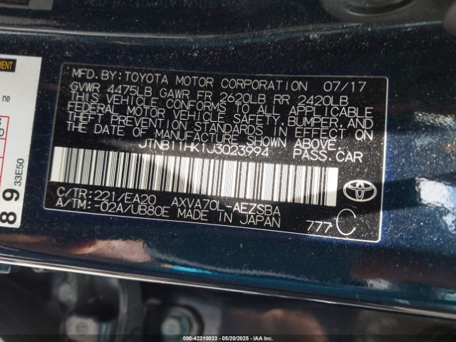 2018 TOYOTA CAMRY JTNB11HK1J3023994 Photo 8