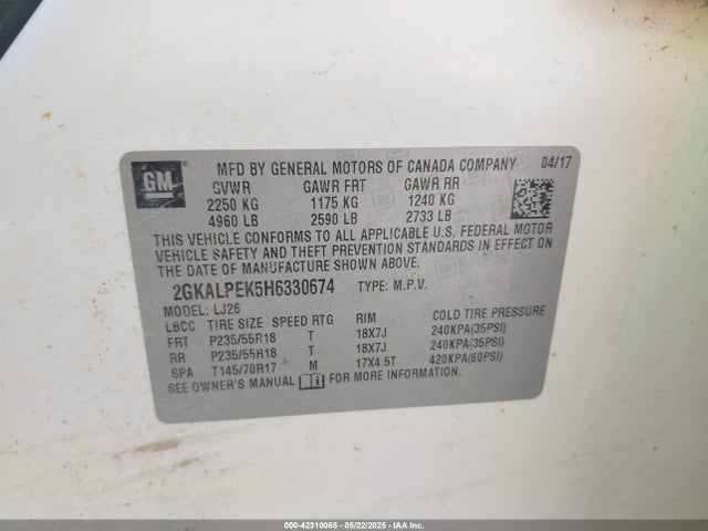 2GKALPEK5H6330674 GMC Terrain Slt