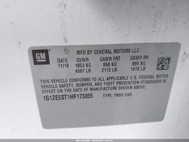 1G1ZE5ST1HF173055 Chevrolet MALIBU 1LT