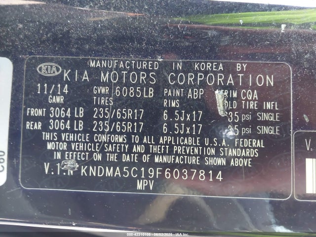 KNDMA5C19F6037814 KIA Sedona L
