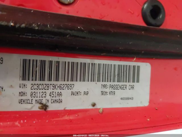 2C3CDZBT9KH627697 Dodge Challenger R/t