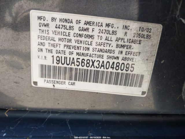 2003 ACURA TL 19UUA568X3A048095 Photo 8