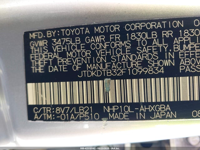 JTDKDTB32F1099834 Toyota Prius C Four