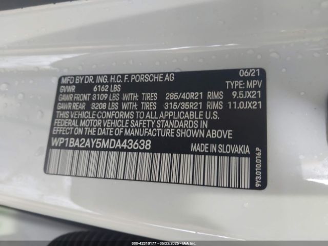 WP1BA2AY5MDA43638 Porsche Cayenne