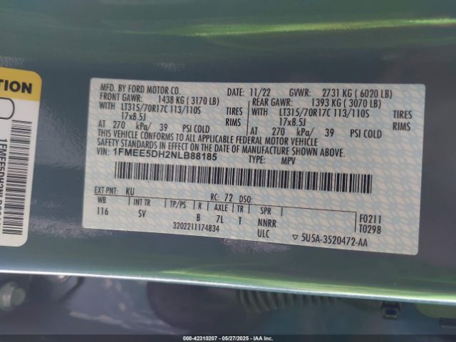 1FMEE5DH2NLB88185 Ford ecoboost