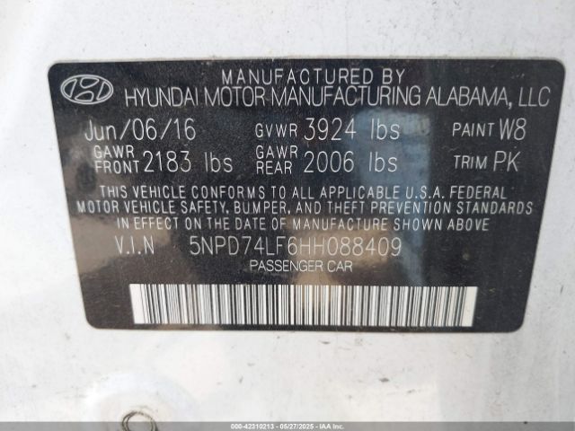 5NPD74LF6HH088409 Hyundai Elantra