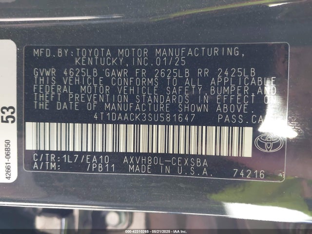 Toyota CAMRY SE 2025 4T1DAACK3SU581647 Image 9