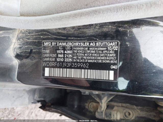 2003 MERCEDES-BENZ C 240 WDBRF61J93F359962 Photo 8