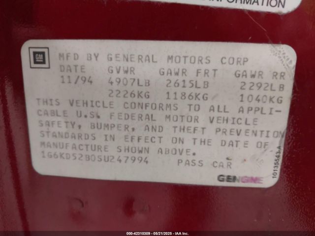 1995 CADILLAC DEVILLE 1G6KD52B0SU247994 Photo 8