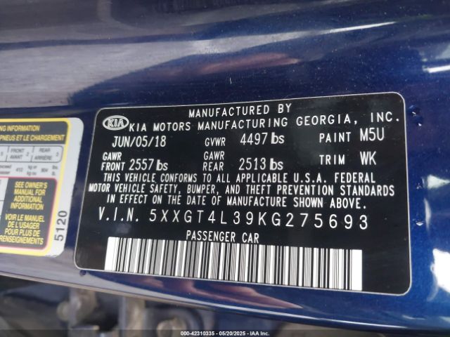 2019 KIA OPTIMA 5XXGT4L39KG275693 Photo 8