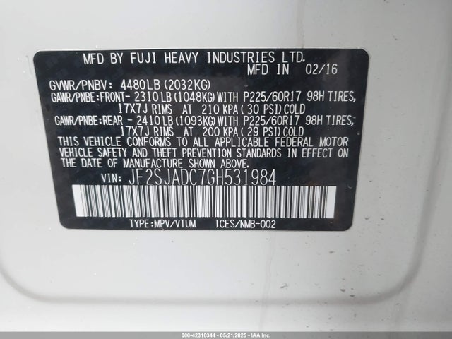 Subaru Forester 2.5i Premium 2016 JF2SJADC7GH531984 Image 9