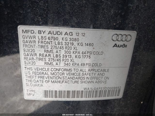 2013 AUDI Q7 WA1LGAFE3DD009852 Photo 8