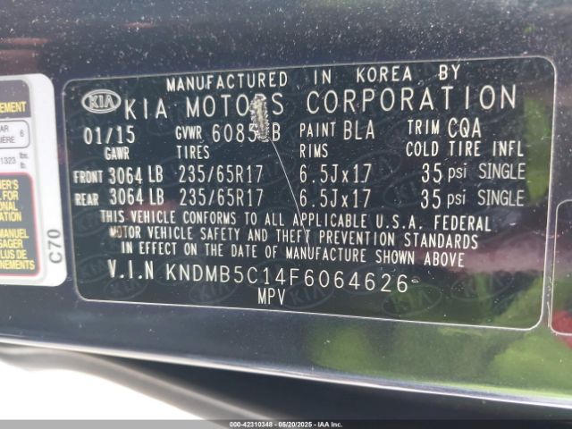KNDMB5C14F6064626 KIA SEDONA LX