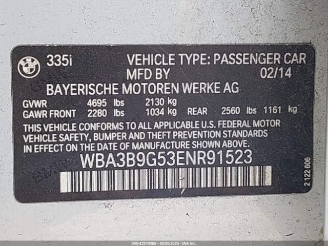 WBA3B9G53ENR91523 BMW 335i Xdrive