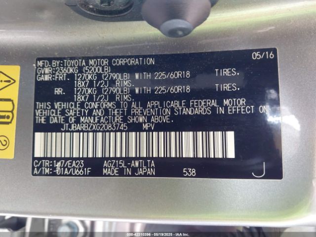 JTJBARBZXG2083745 Lexus Nx 200t F Sport