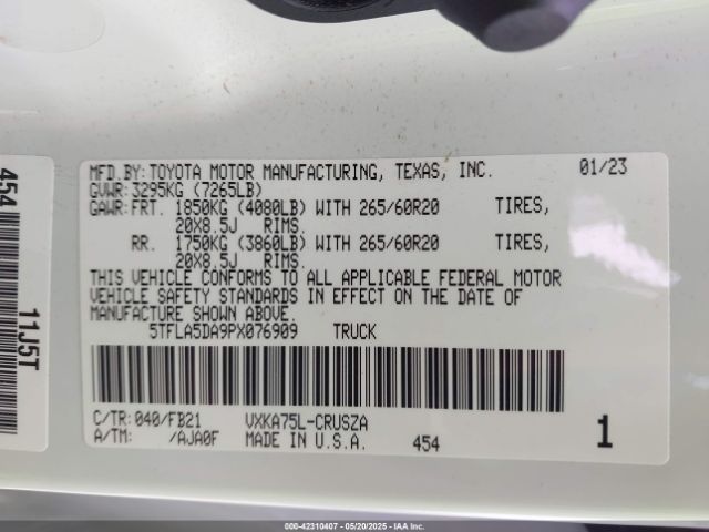 5TFLA5DA9PX076909 Toyota Tundra Sr5