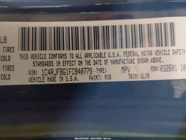 1C4RJFBG1FC840779 Jeep Grand Cherokee Limited