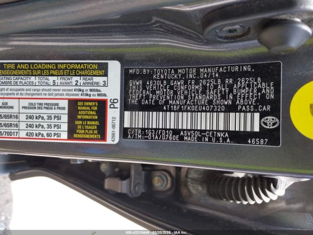 4T1BF1FK0EU407320 Toyota CAMRY LE