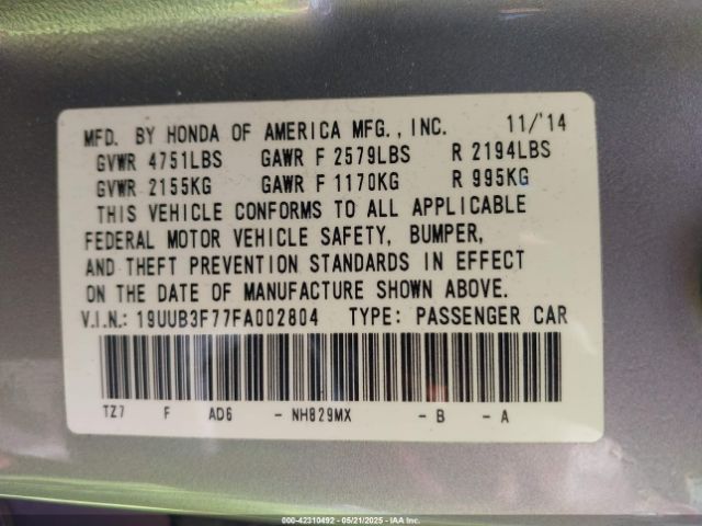 2015 ACURA TLX 19UUB3F77FA002804 Photo 8