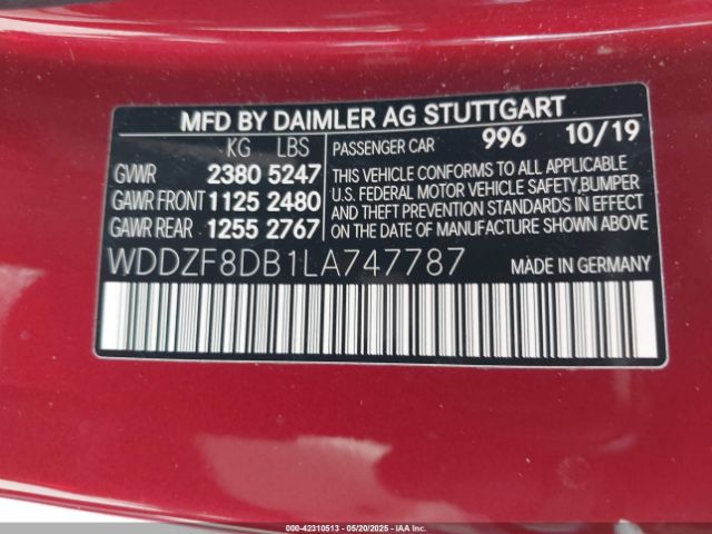 2020 MERCEDES-BENZ E 350 WDDZF8DB1LA747787 Photo 8