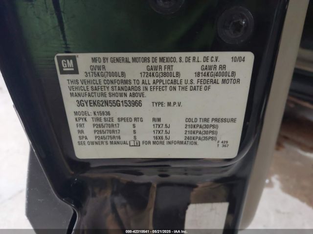 2005 CADILLAC ESCALADE EXT 3GYEK62N55G153966 Photo 8