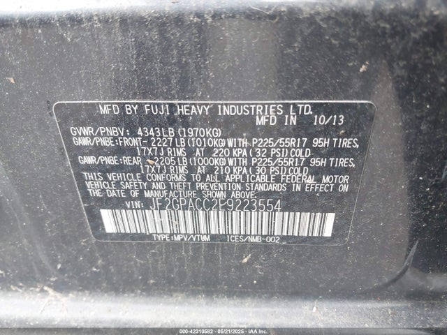 JF2GPACC2E9223554 Subaru Xv Crosstrek 2.0i Premium