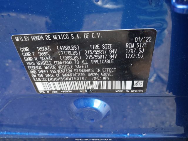 2022 HONDA HR-V 3CZRU6H59NM750767 Photo 8