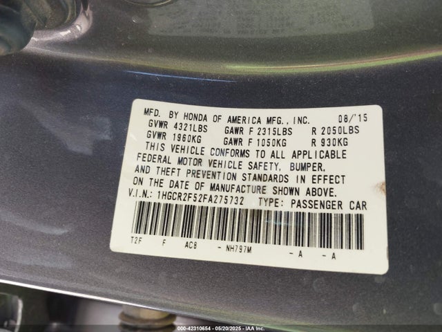 1HGCR2F52FA275732 Honda Accord Sport