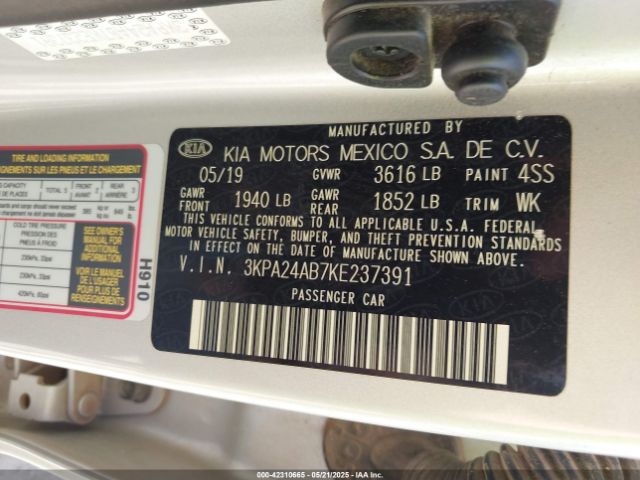 3KPA24AB7KE237391 KIA RIO LX