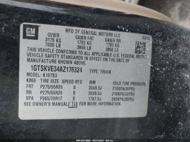 2010 GMC SIERRA 1500 1GTSKVE34AZ176324 Photo 8