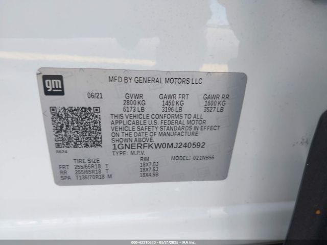 1GNERFKW0MJ240592 Chevrolet Traverse Fwd Ls