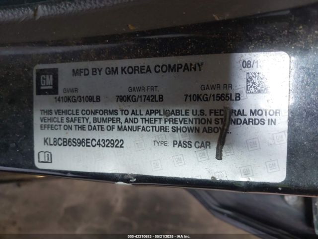 KL8CB6S96EC432922 Chevrolet Spark Ls Auto