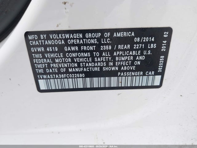 1VWAS7A36FC022590 Volkswagen Passat 1.8t S
